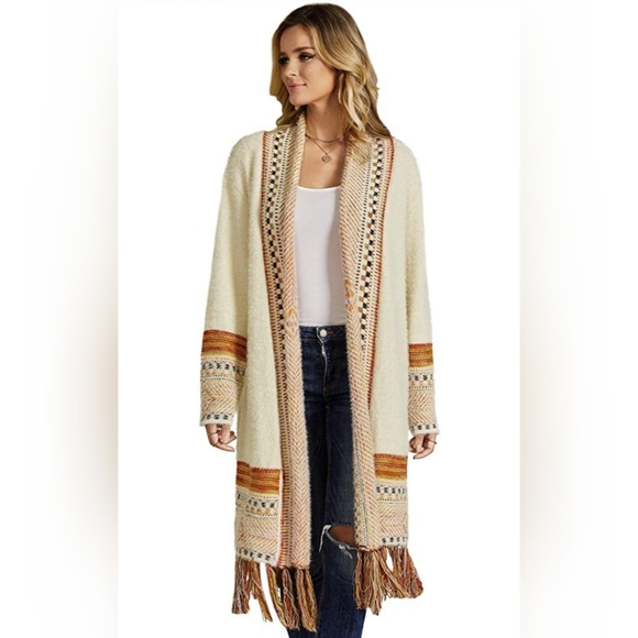 🌞BOHEMIAN TASSEL HEM OVESIZED   CASUAL AZTEC CARD - Picture 2 of 5